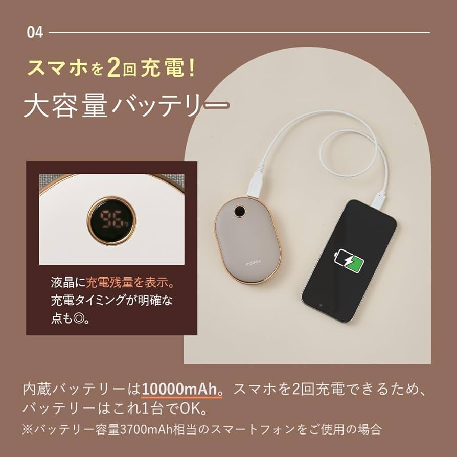 Amazon.co.jp: mottole（モットル公式店） 充電式 カイロ 大容量